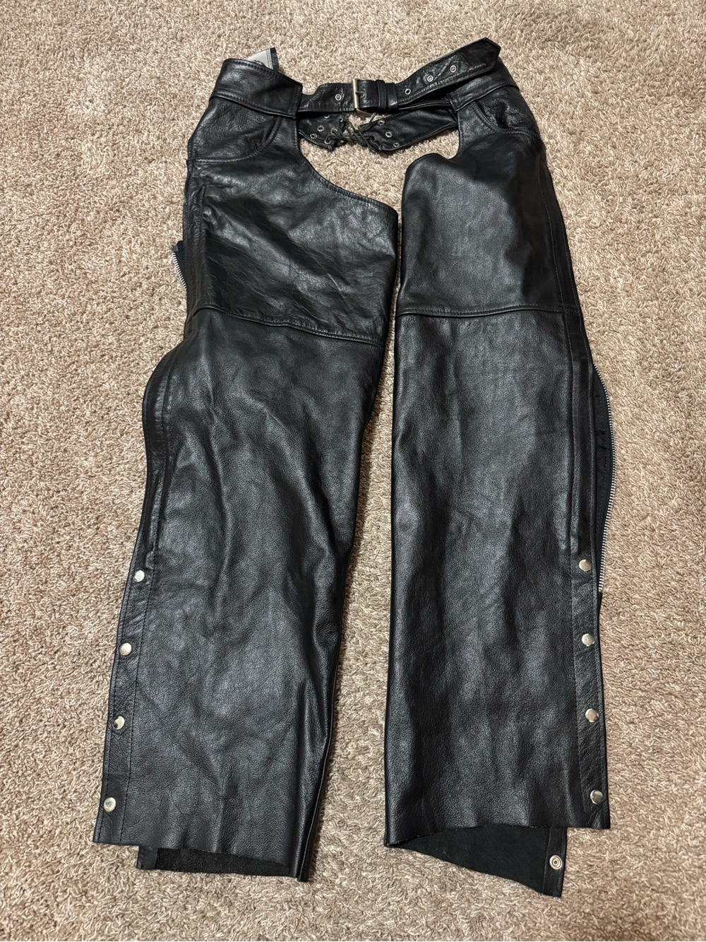 Unik Black Leather Biker Belt Jacket Accent